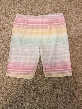 Place Girls' Pastel Rainbow Striped Shorts - Pink, Yellow, Blue